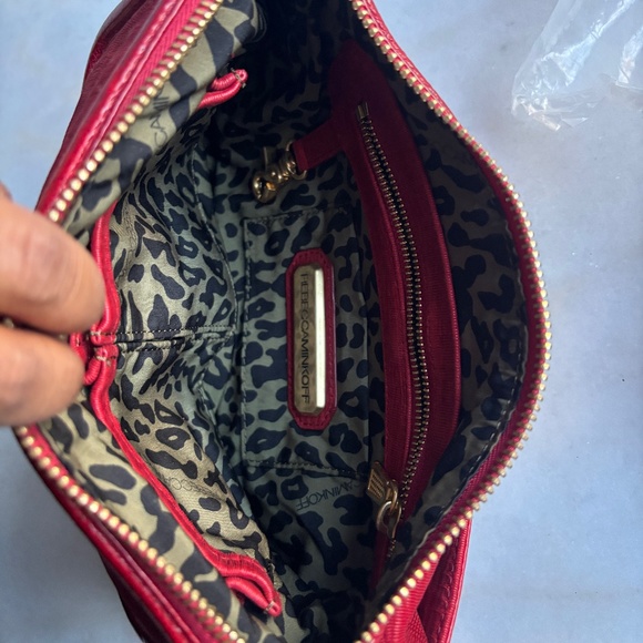 REBECCA MINKOFF MAC Clutch Bombe Blood Red Leather Crossbody Shoulder Bag - Picture 7 of 12